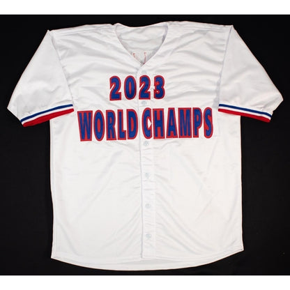 Marcus Semien Signed Jersey Texas Rangers Autographed Auto Champs Beckett