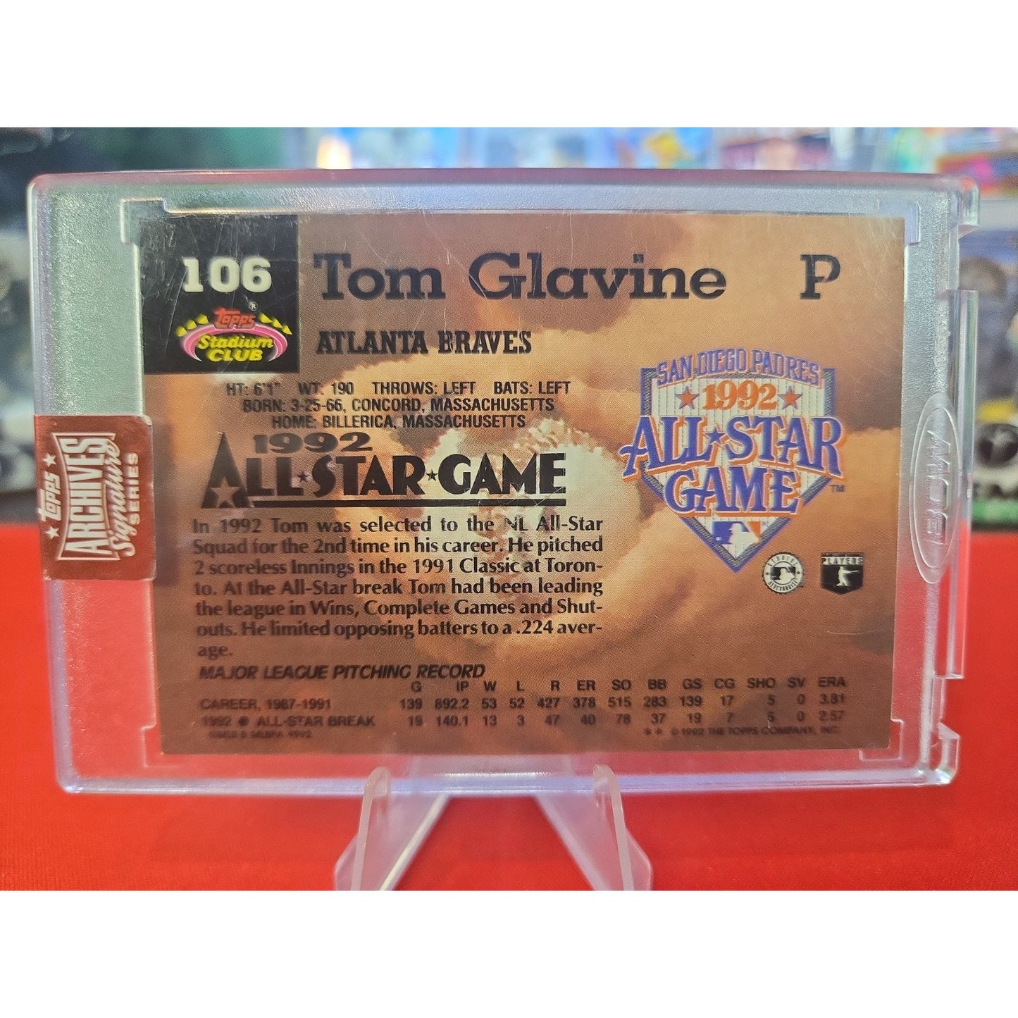 Tom Glavine 1/1 Auto 2023 Topps Archives On Card Auto