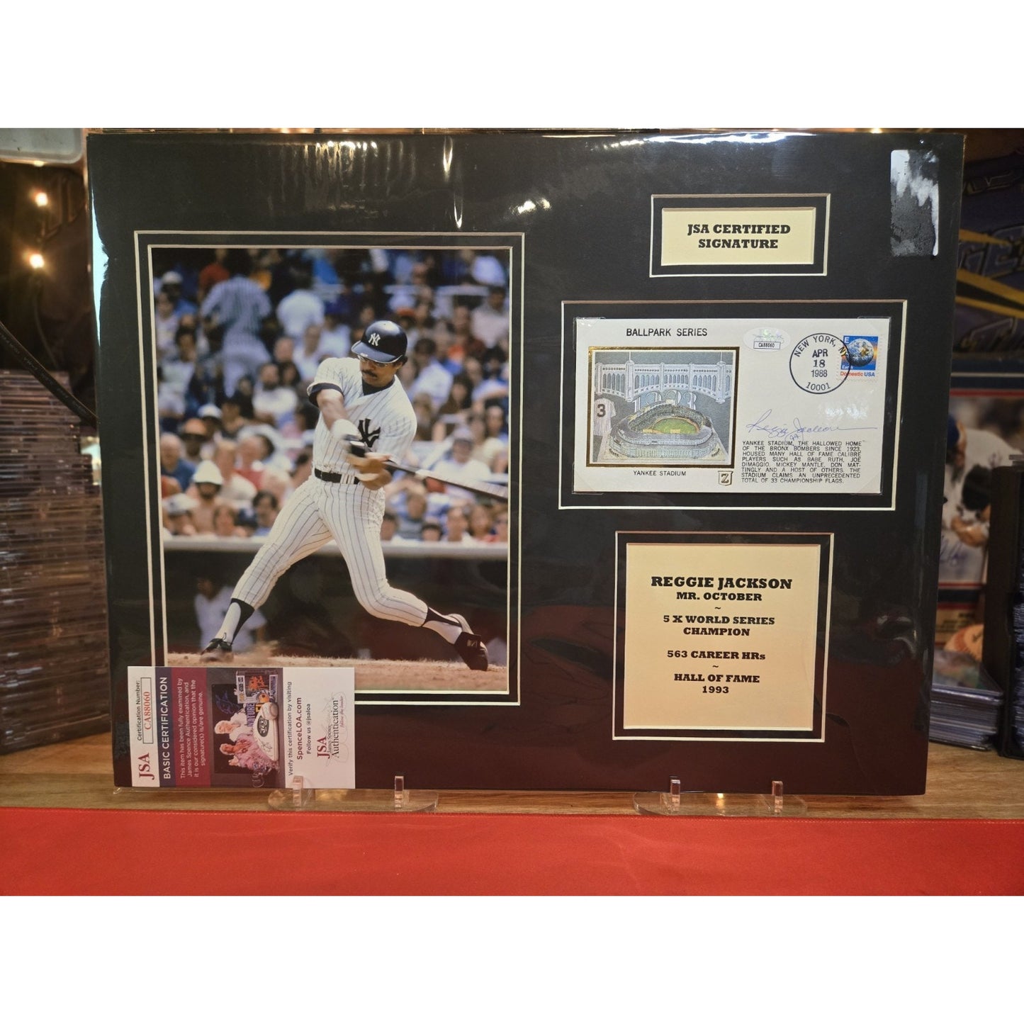 Reggie Jackson JSA Aut Signed 400 H.R.Club Cachet Envelope 14x18 Matted Display