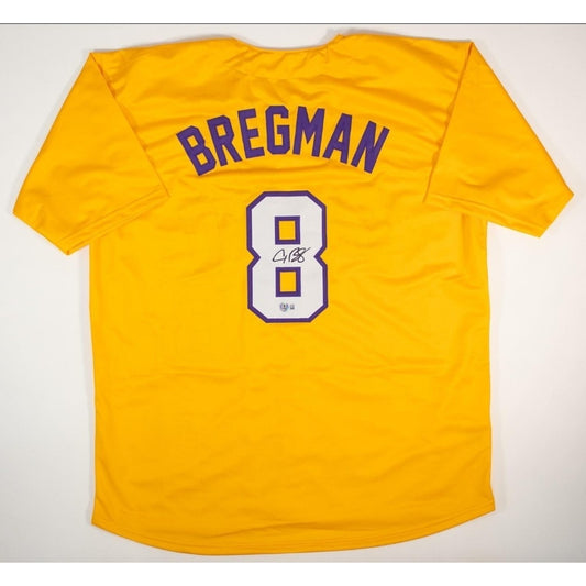 Alex Bregman Signed Gold Custom "Bayou" Jersey LSU Colors Beckett
