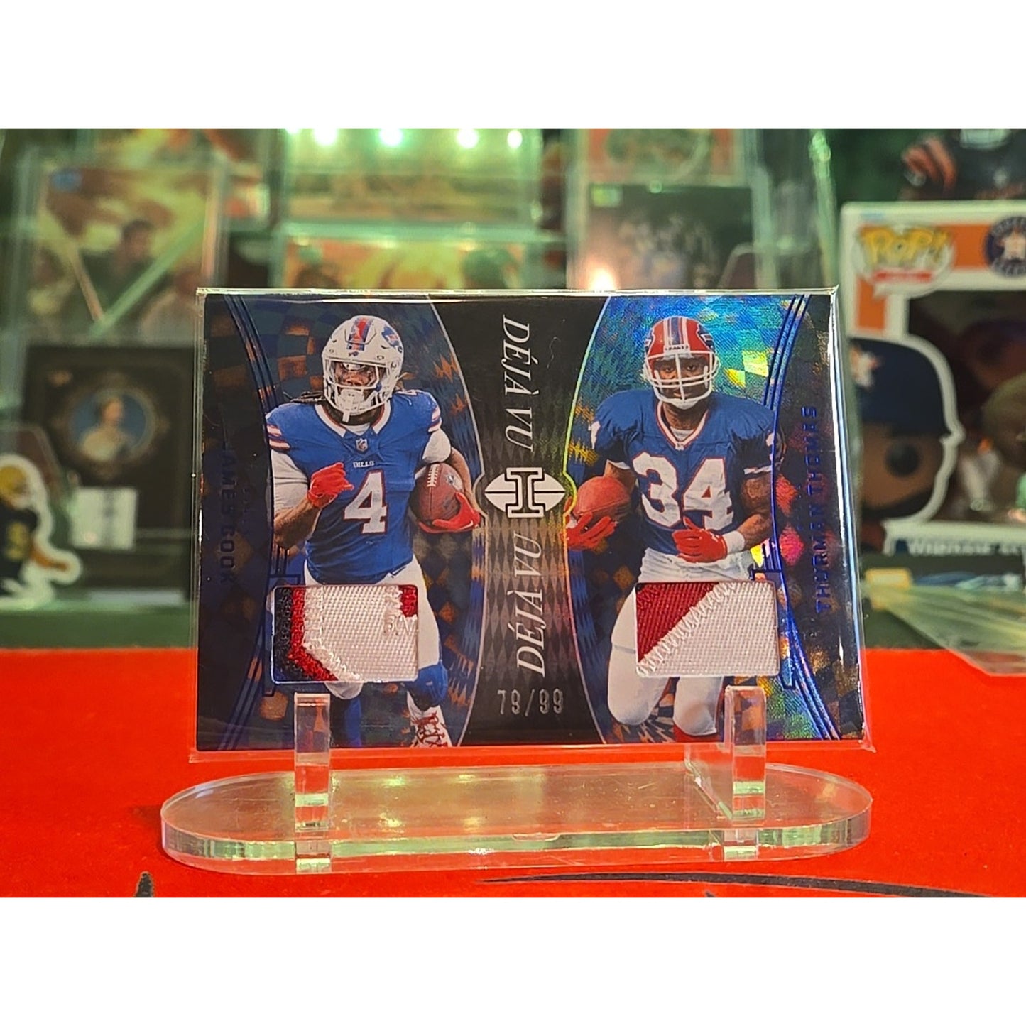 2024 Panini Illusions - Déjà Vu Thurman Thomas, James Cook #DV-BUF Blue /99