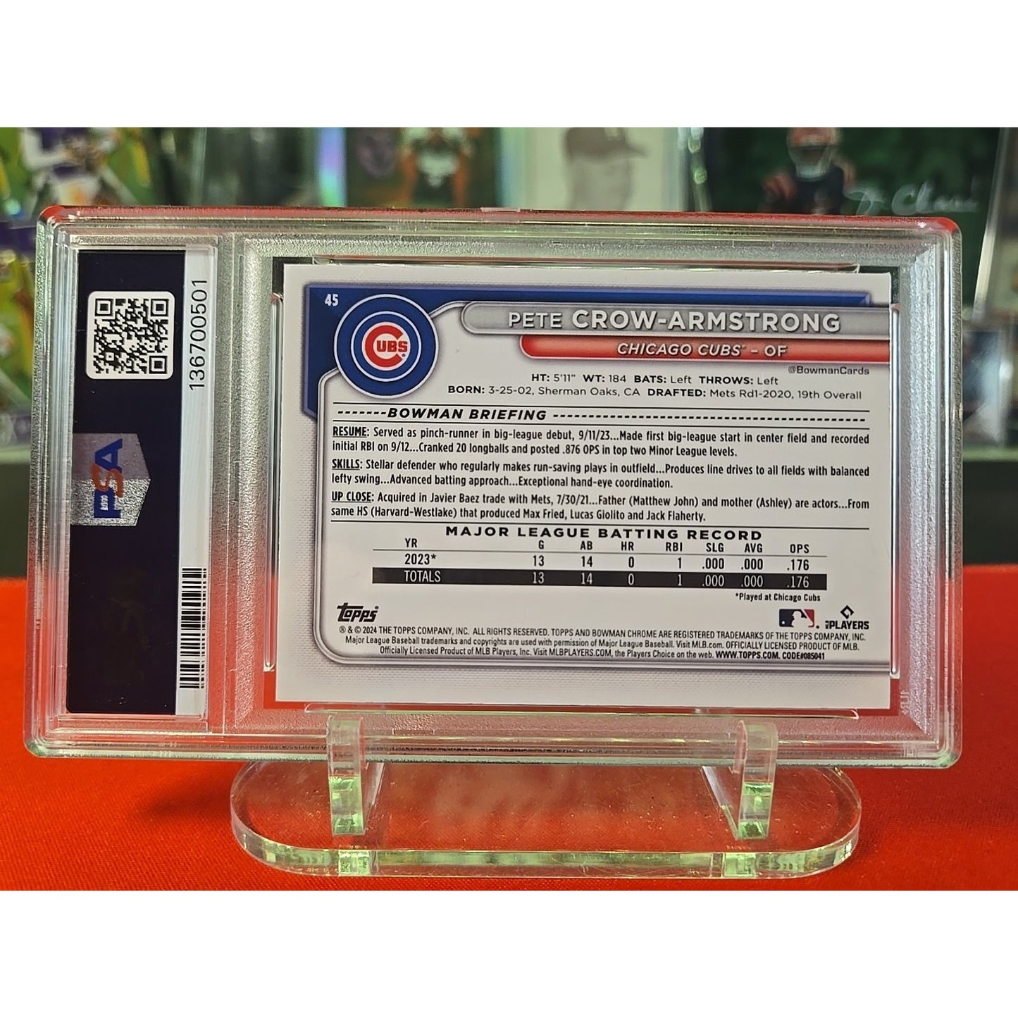 2024 Bowman Chrome - Pete Crow-Armstrong #45 Gold Refractor /50 (RC)