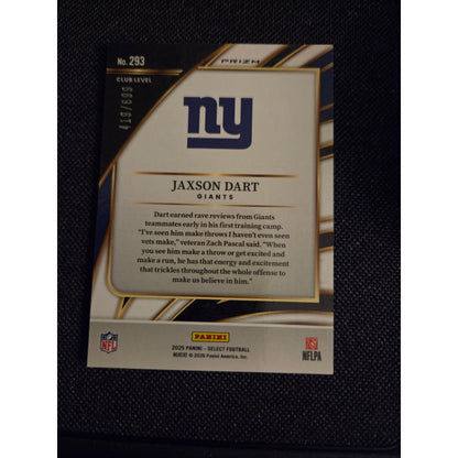 2025 Select Jaxson Dart RC Club Level Neon Green Shock #/699 Giants