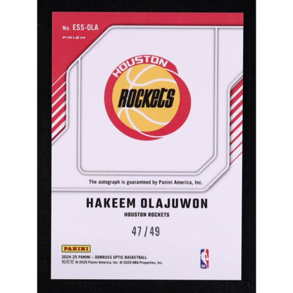 Hakeem Olajuwon /49 Auto 2024-25 Donruss Optic The Elite Series Holo