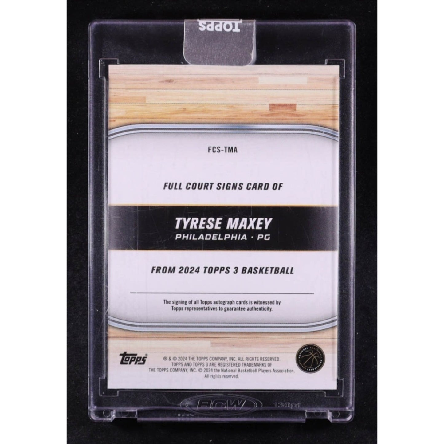 Tyrese Maxey /49 Auto 2024 Topps 3 Full Court Signs Escased #FCS-TMA