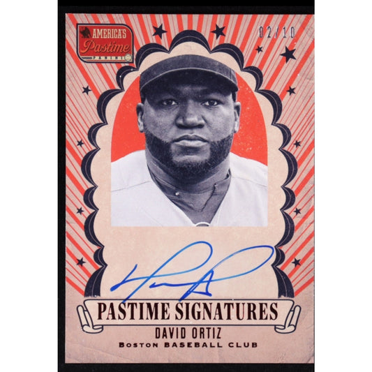 David Ortiz /10 Auto 2013 Panini America's Pastime RED Signatures On Card