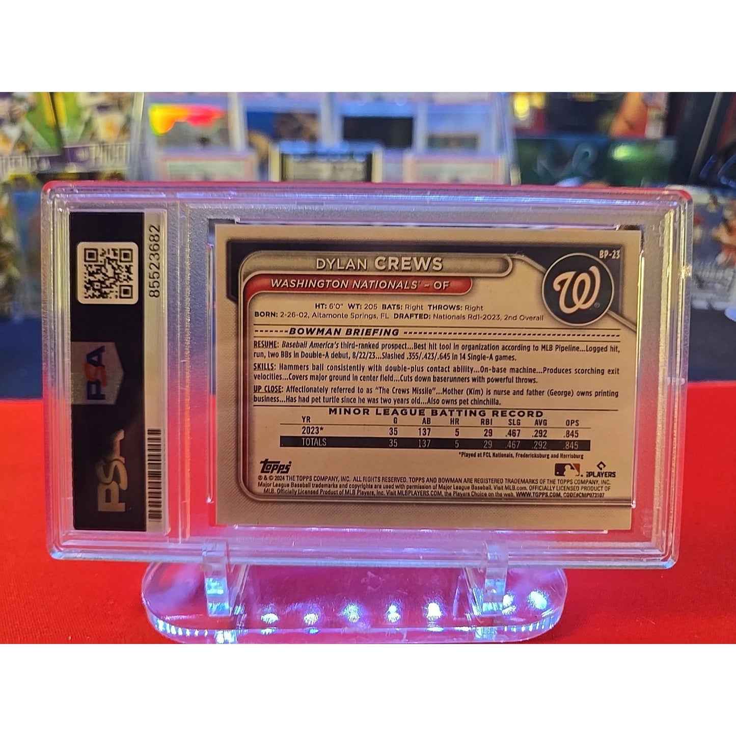 2024 Bowman Chrome 1st #BCP-23 Dylan Crews Psa/Dna On Card Auto