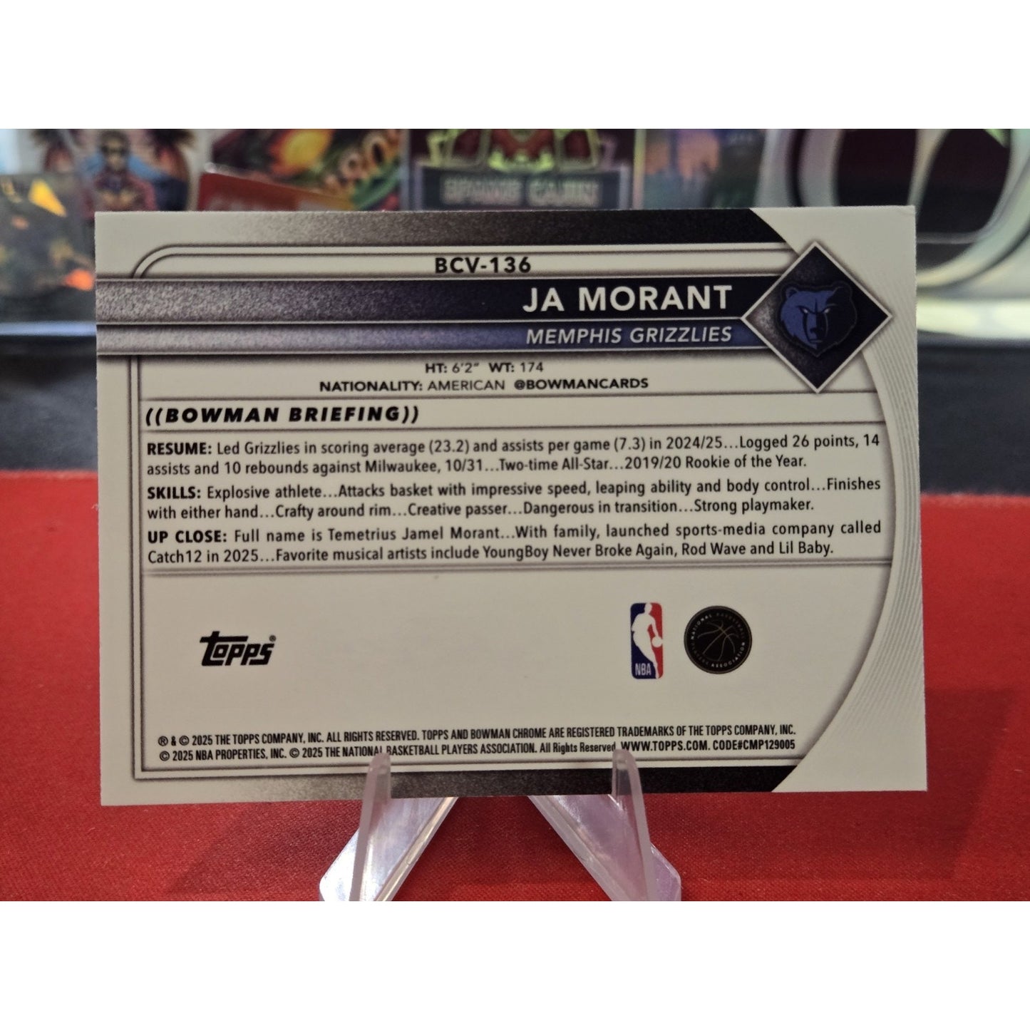 Ja Morant /299 Speckle Refractor 2025-26 Bowman #BCV-136