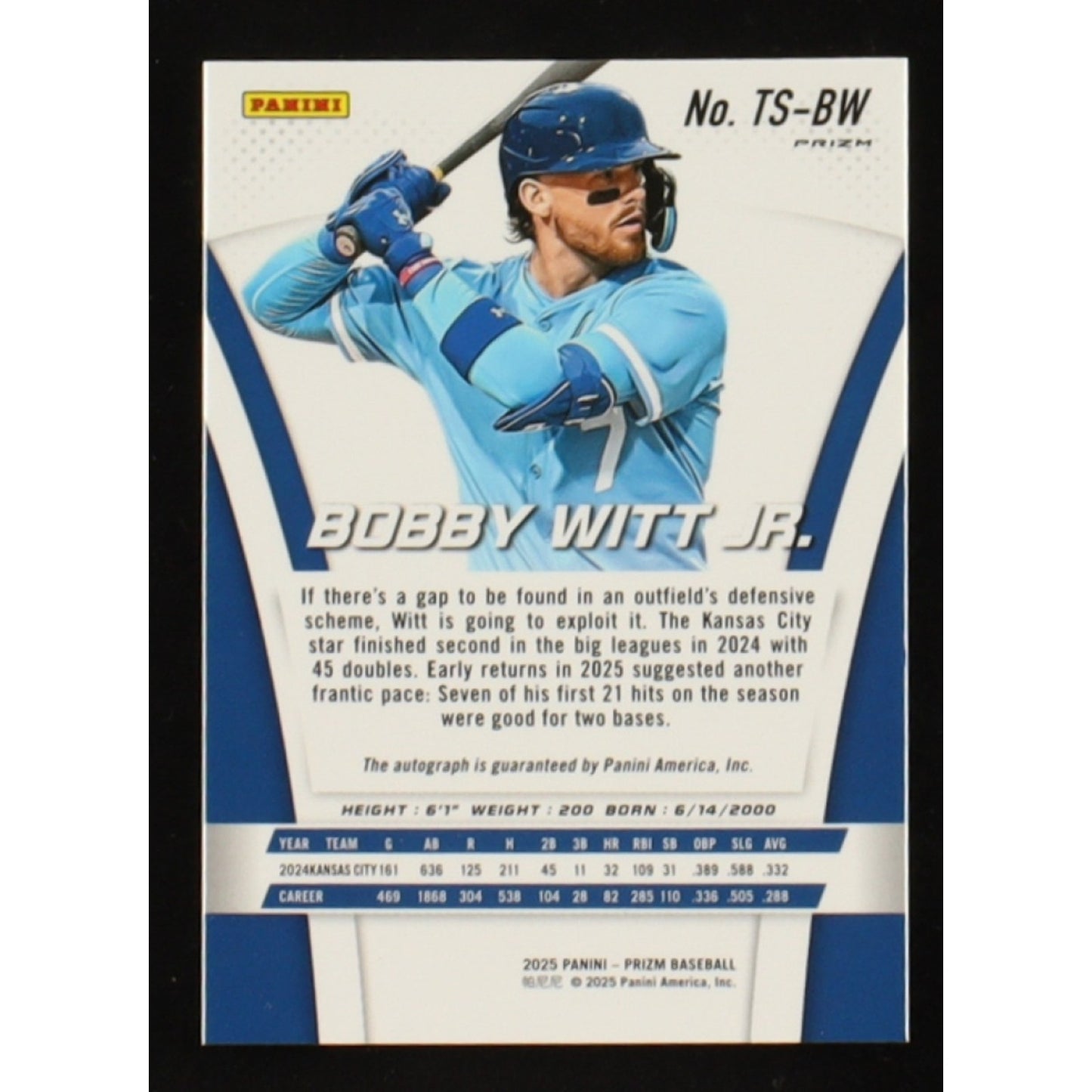 Bobby Witt Jr. 2025 Prizm Throwback Signatures