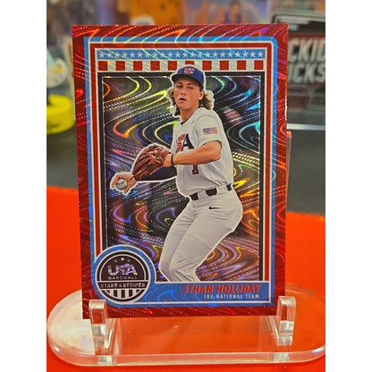 2025 Panini Stars and Stripes - Ethan Holliday #14 Red Swirl /249 (RC)