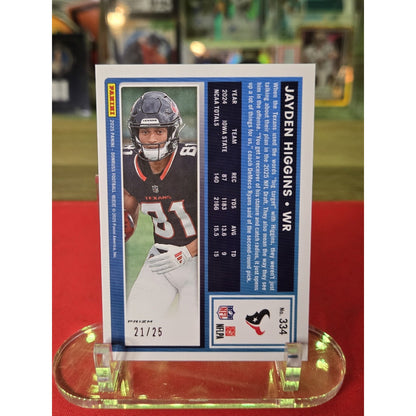 2025 Donruss Optic Preview Green Pandora Jayden Higgins /25 #334 Texans SSP