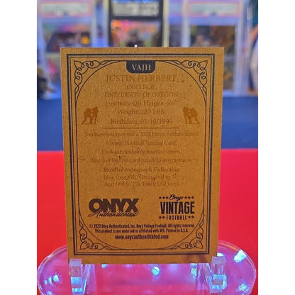 Justin Herbert 2022 Onyx Vintage #VAJH Auto. Blue Ink NFL LA Chargers