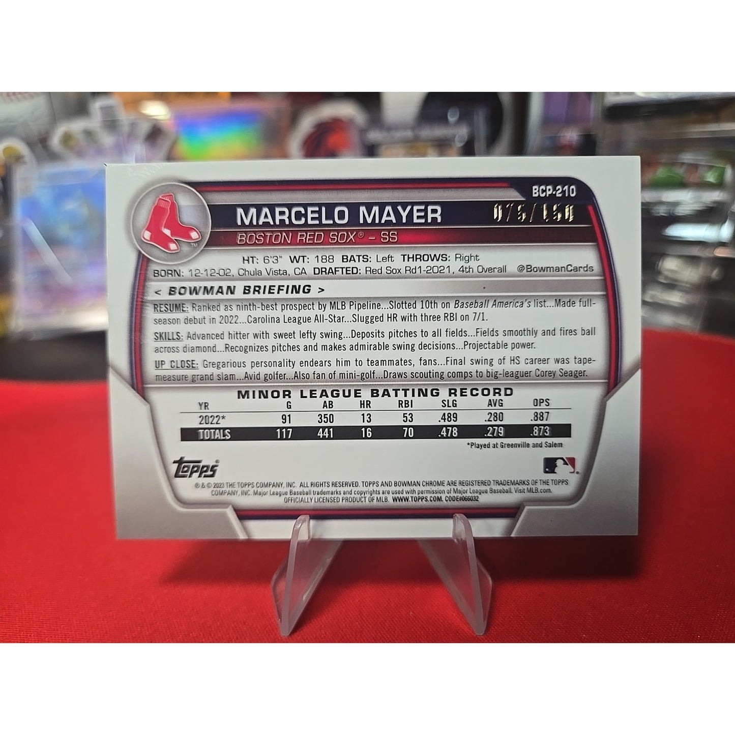 Marcelo Mayer 2023 Bowman Chrome - Prospects #BCP-210 Blue Mojo Refractor