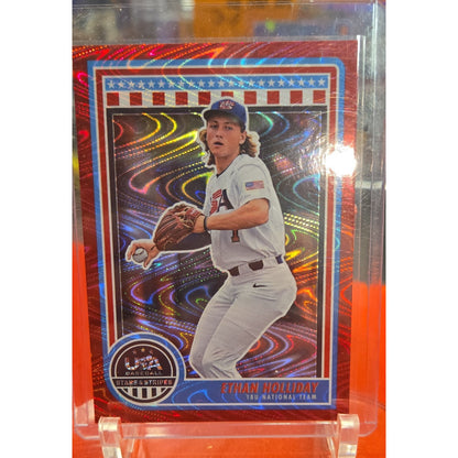 2025 Panini Stars and Stripes - Ethan Holliday #14 Red Swirl /249 (RC)