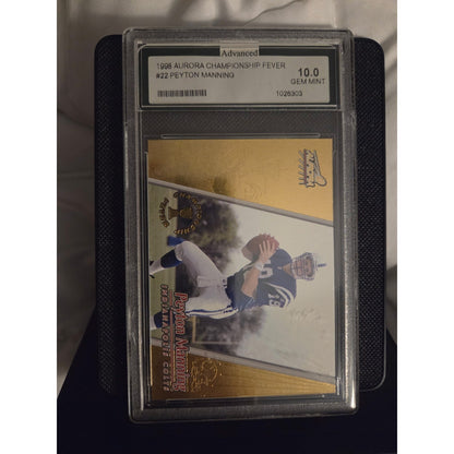 Peyton Manning RC 1998 Pacific Aurora #22 Championship Fever AGS 10 Colts NFL