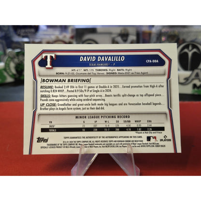 David Davalillo /150 Auto Rc 2026 Bowman - Chrome Prospects Blue Refractor