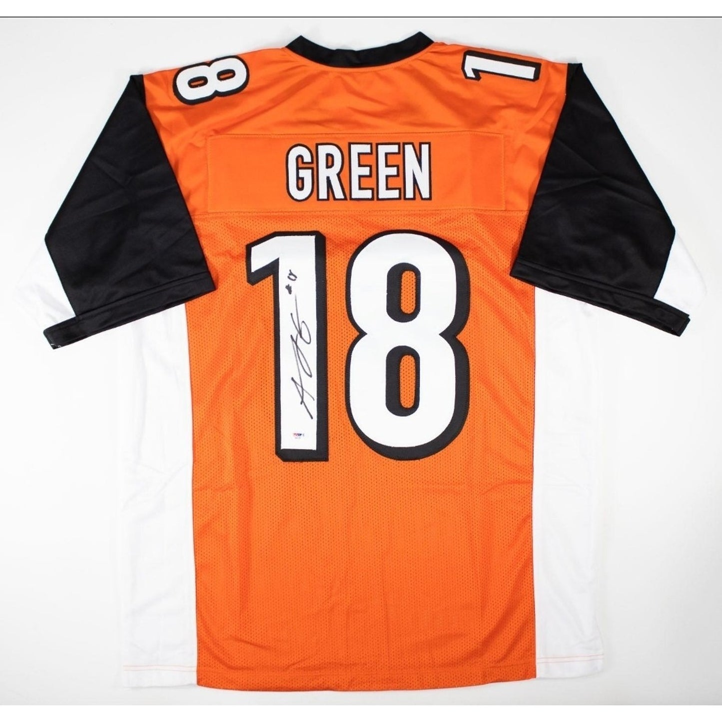 AJ Green Autographed Custom Black and Orange Jersey PSA