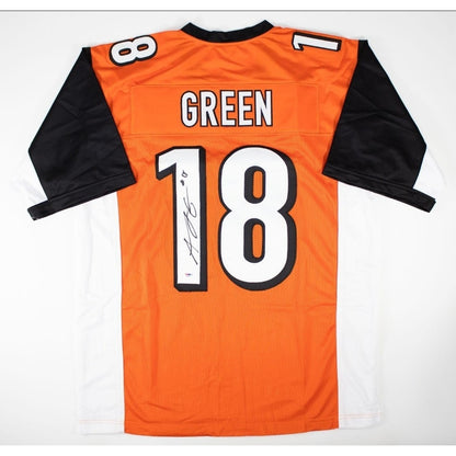 AJ Green Autographed Custom Black and Orange Jersey PSA