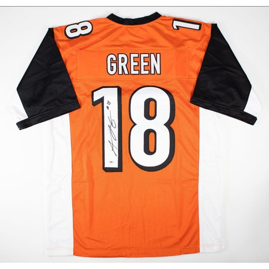 AJ Green Autographed Custom Black and Orange Jersey PSA