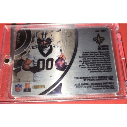 Chris Olave /27 Auto 2022 Panini Elements Rookie Steel Signatures On Card