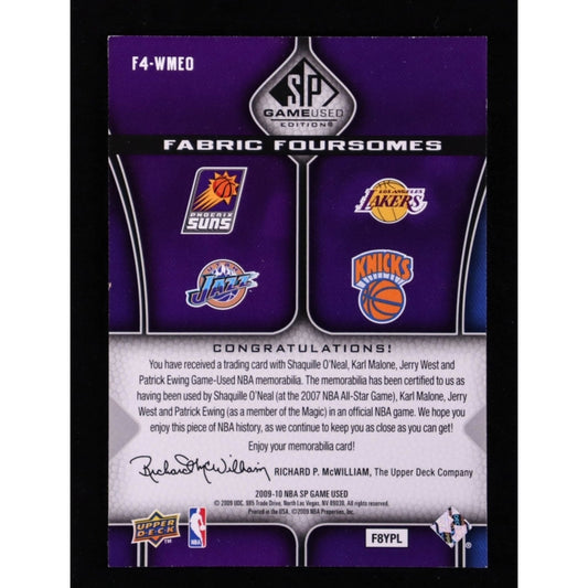 Shaq, Karl Malone, Jerry West, Ewing /35 SP 2009-10 Game Used Fabric Foursomes