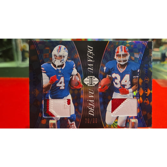 2024 Panini Illusions - Déjà Vu Thurman Thomas, James Cook #DV-BUF Blue /99