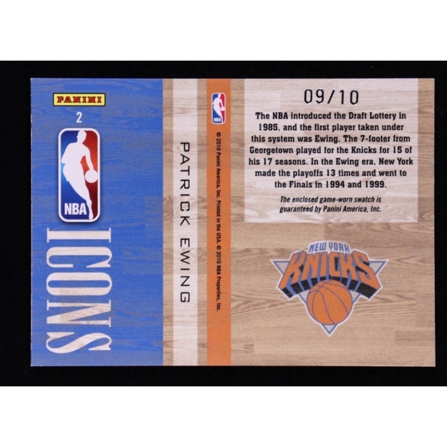 Patrick Ewing /10 Patch 2009-10 Absolute Memorabilia Nba Icons Prime Materials