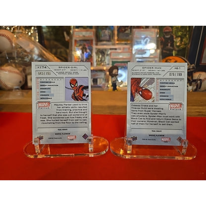 Spider Man And Spider Girl /799 Teal Wave 2023 Upper Deck Marvel Platinum Gemmt
