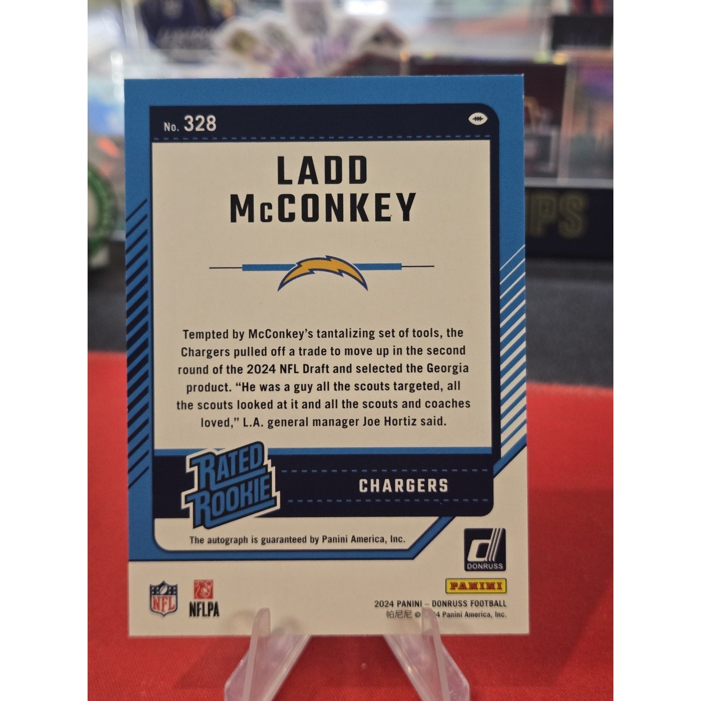 Ladd McConkey /199 Auto Rc 2024 Panini Donruss #328 Rated Rookie (AU, RC)