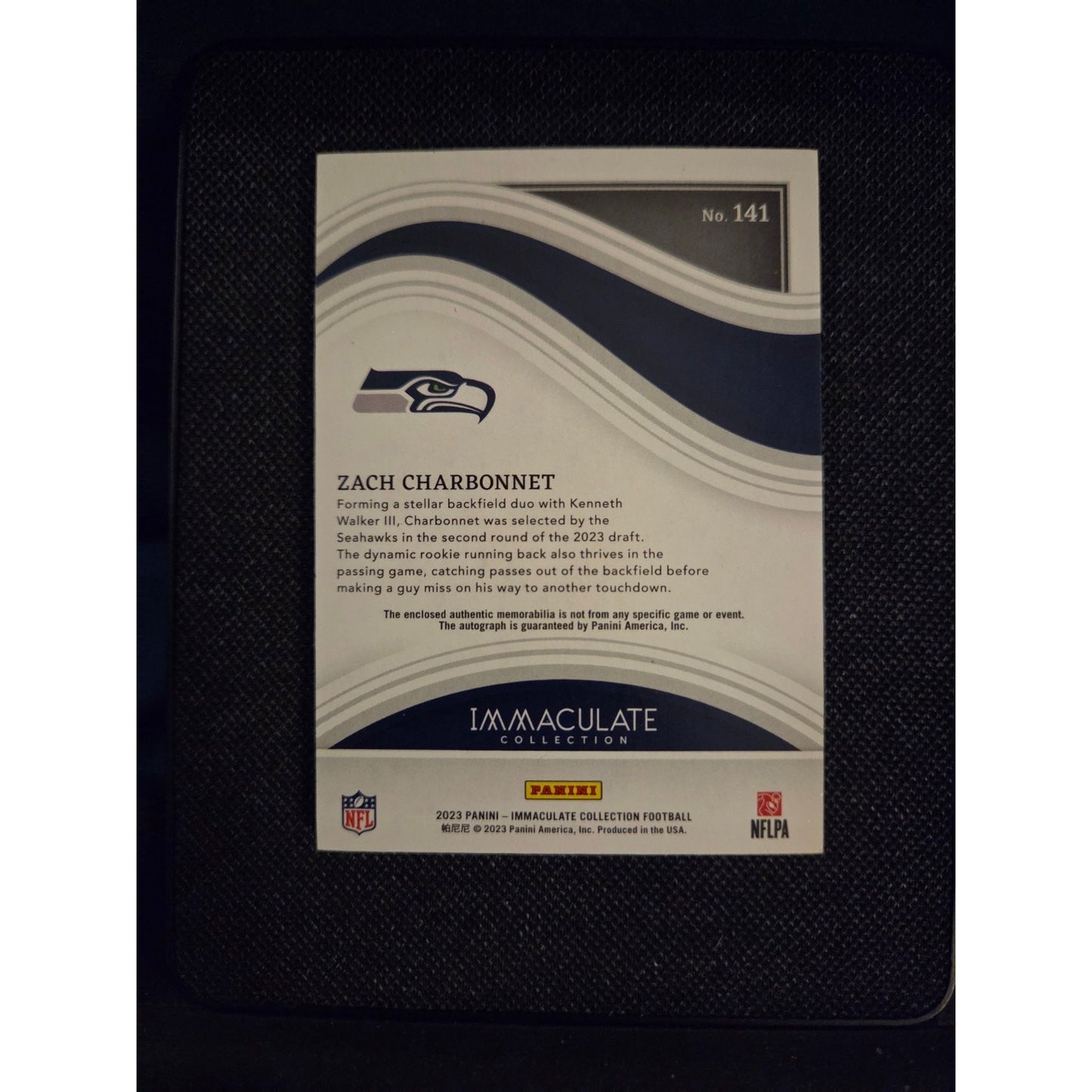 Zach Charbonnet /25 RPA 2023 Panini Immaculate Collection Seahawks New RB1