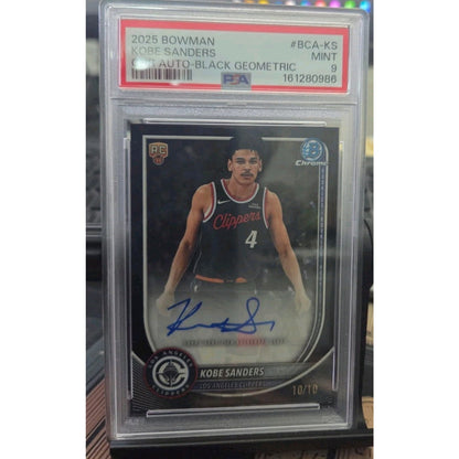 Kobe Sanders Rc /10 Auto 25-26 Bowman Black Geometric PSA 9 Pop 2 Higher 0