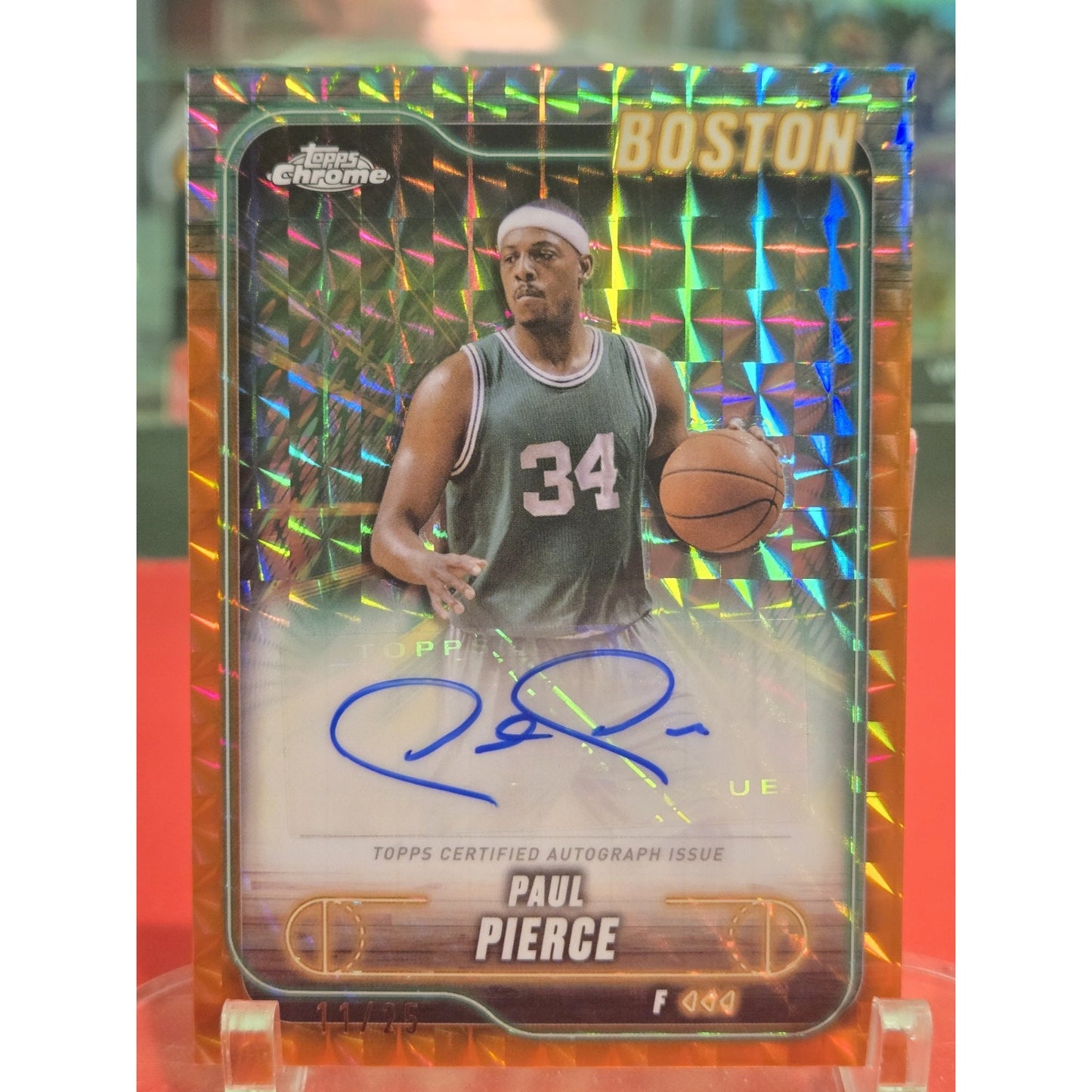 2024-25 Topps Chrome - Autographs Paul Pierce #TCA-PP Orange Geometric Refractor