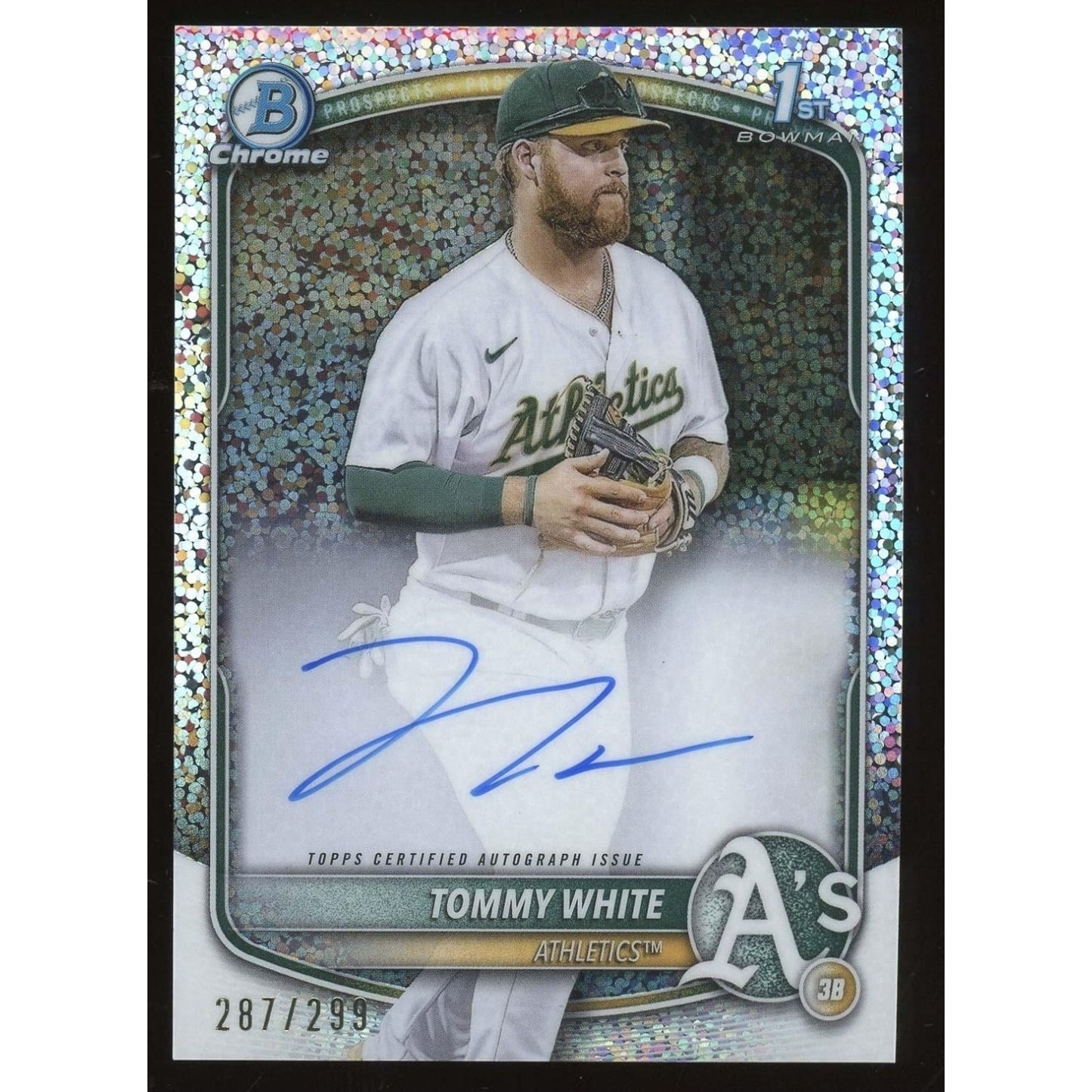 Tommy White /299 Auto Topps 2025 Bowman Chrome Prospect Auto Speckle Athletics