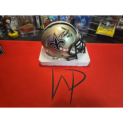 Drew Brees Signed New Orleans Saints Riddell Gold Mini Helmet. Beckett
