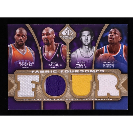 Shaq, Karl Malone, Jerry West, Ewing /35 SP 2009-10 Game Used Fabric Foursomes