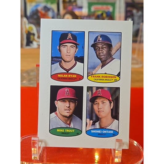 Ryan, Robinson, Mike Trout, Shohei Ohtani 2023 Heritage 1974 Baseball Stamps