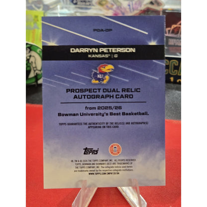 Darryn Peterson /75 2025-26 Bowman Best U Prospect Dual Relic Auto Yellow PDA-DP