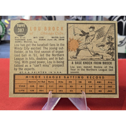 Lou Brock Rc 1962 Topps - #387