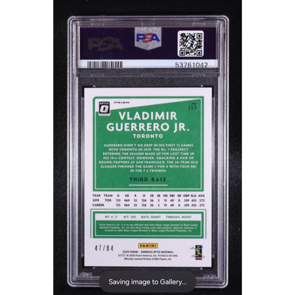 Vladimir Guerrero Jr. /84 Green Dragon 2020 Donruss Optic #123 Prizm PSA 10