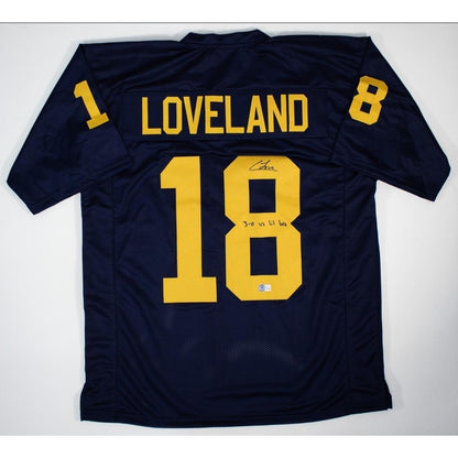 Colston Loveland Signed Jersey Michigan Colors Inscribed “3-0 v Little Bro” BAS
