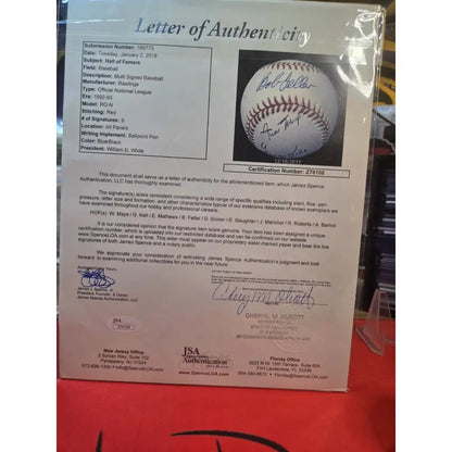 9 Hof Auto Ball Inc. W.Mays Marichal Matthews Feller Slaughter Snider JSA