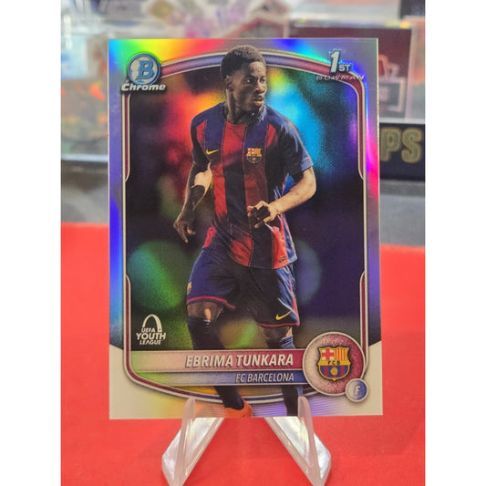 2025-26 Topps Chome UEFA Ebrima Tunkara 1st Bowman Refractor FC Barcelona #BU-ET