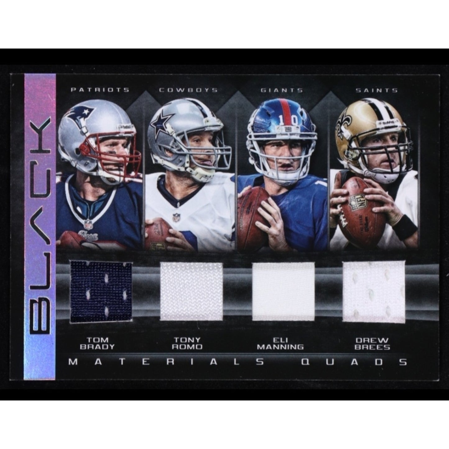Tom Brady, Drew Brees, Eli Manning /75 2012 Panini Black Materials Quads #3