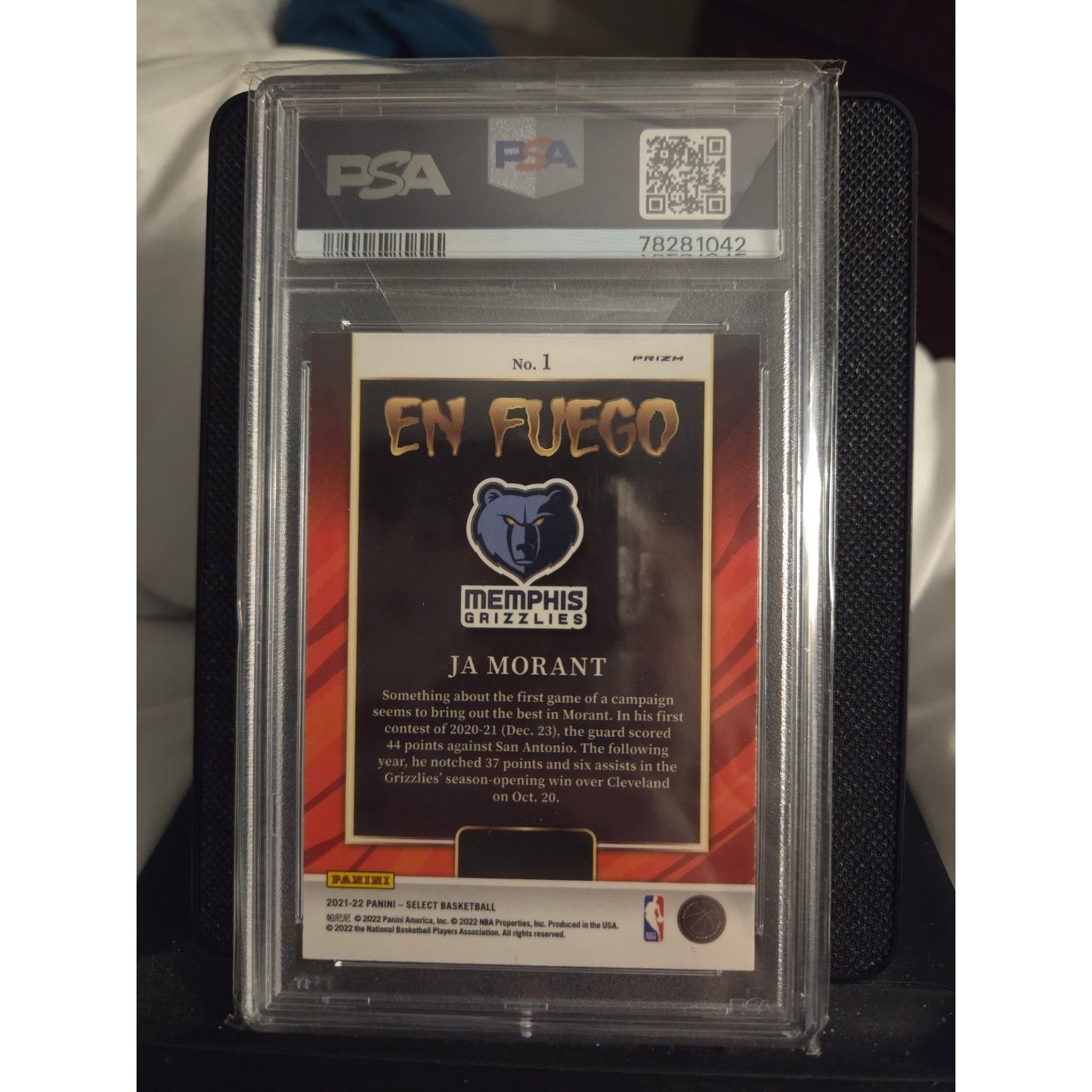 Ja Morant 2021-22 Panini Select - En Fuego #1 Silver Prizm PSA 10 Gem Mint