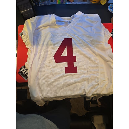 Jalen Milroe Signed Custom Jersey White And Crimson Red Beckett Authenticated