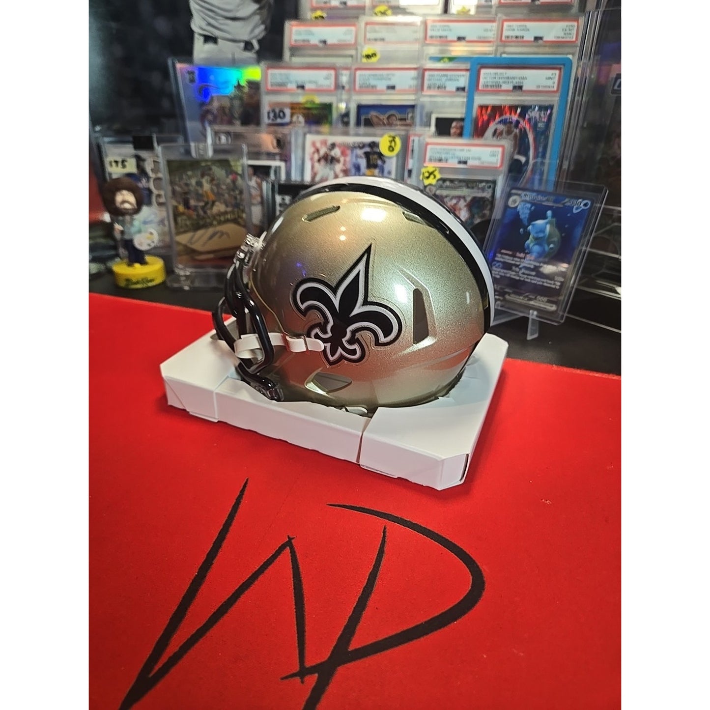 Drew Brees Signed New Orleans Saints Riddell Gold Mini Helmet. Beckett