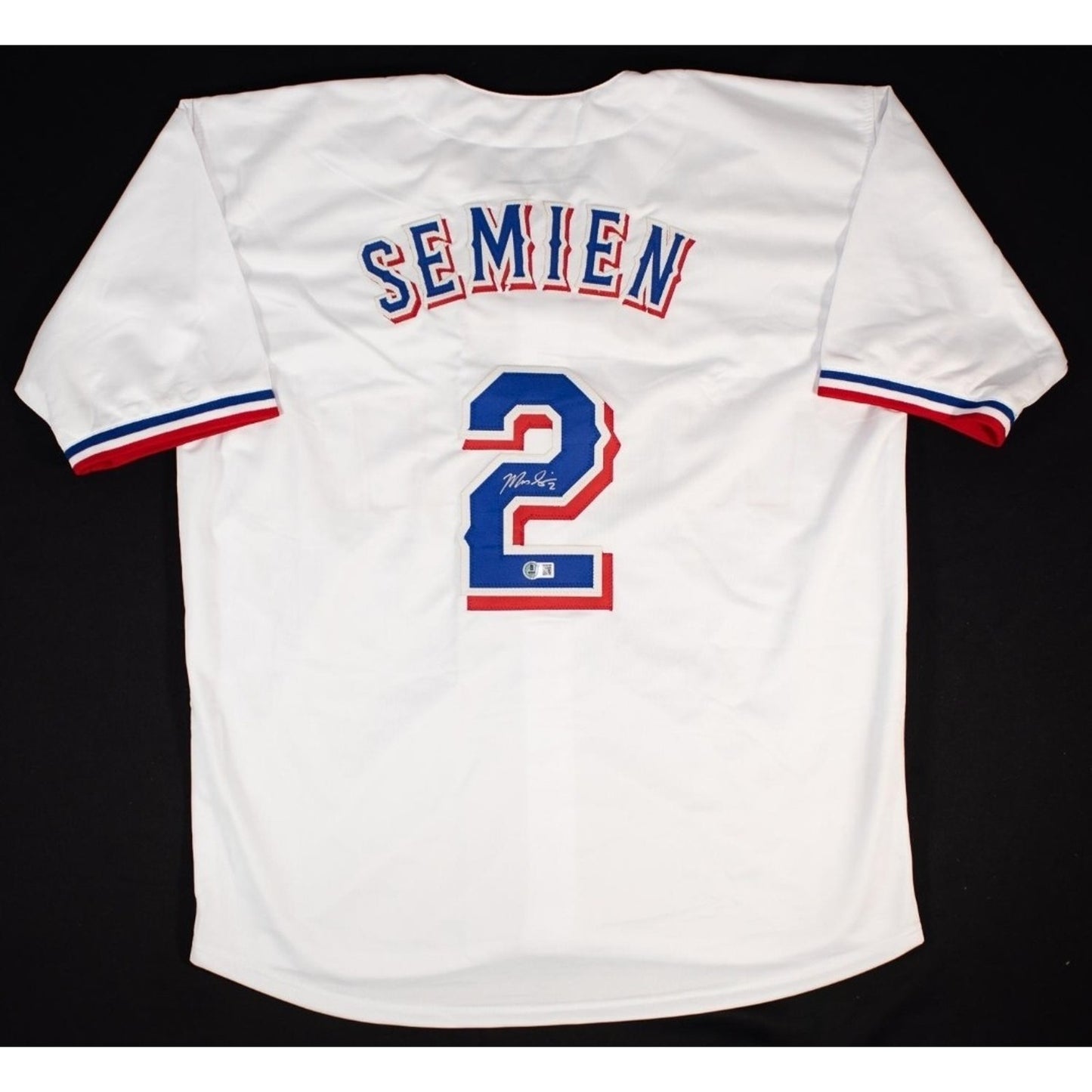 Marcus Semien Signed Jersey Texas Rangers Autographed Auto Champs Beckett