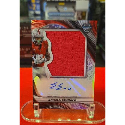 Emeka Egbuka 2024 Bowman's Best University Prospect Jumbo Relic Autographs