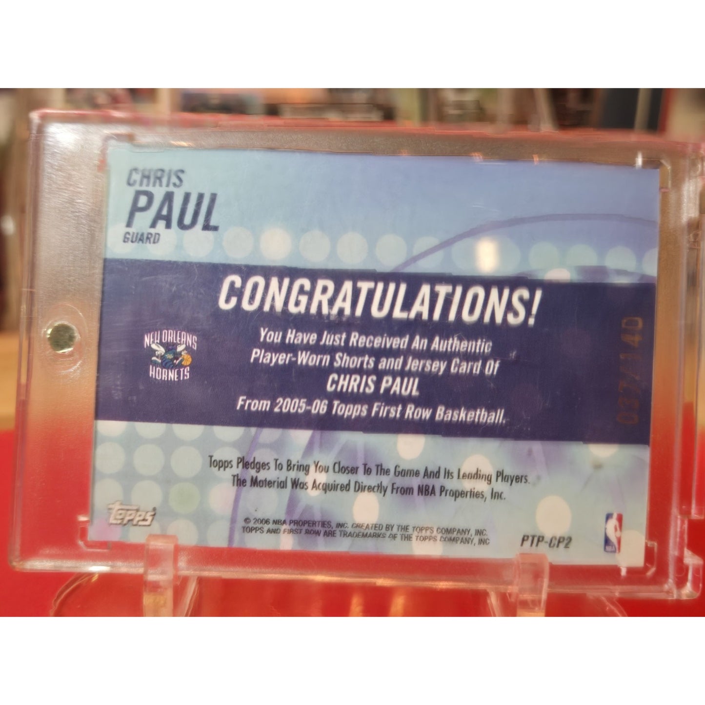 Chris Paul /140- 2005-06 Topps First Row - Ptp Dual Relics #PTP-CP2 (MEM, RC)