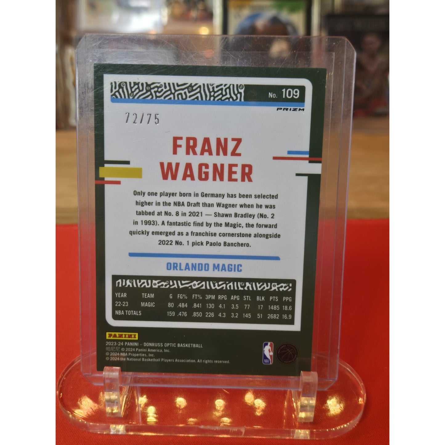 Franz Wagner/25 Donruss Optic 2023-24 Fast Break Pink Disco Prizm #109